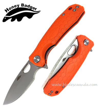 Honey Badger Small Flipper Folding Knife, FRN Orange, HB1035